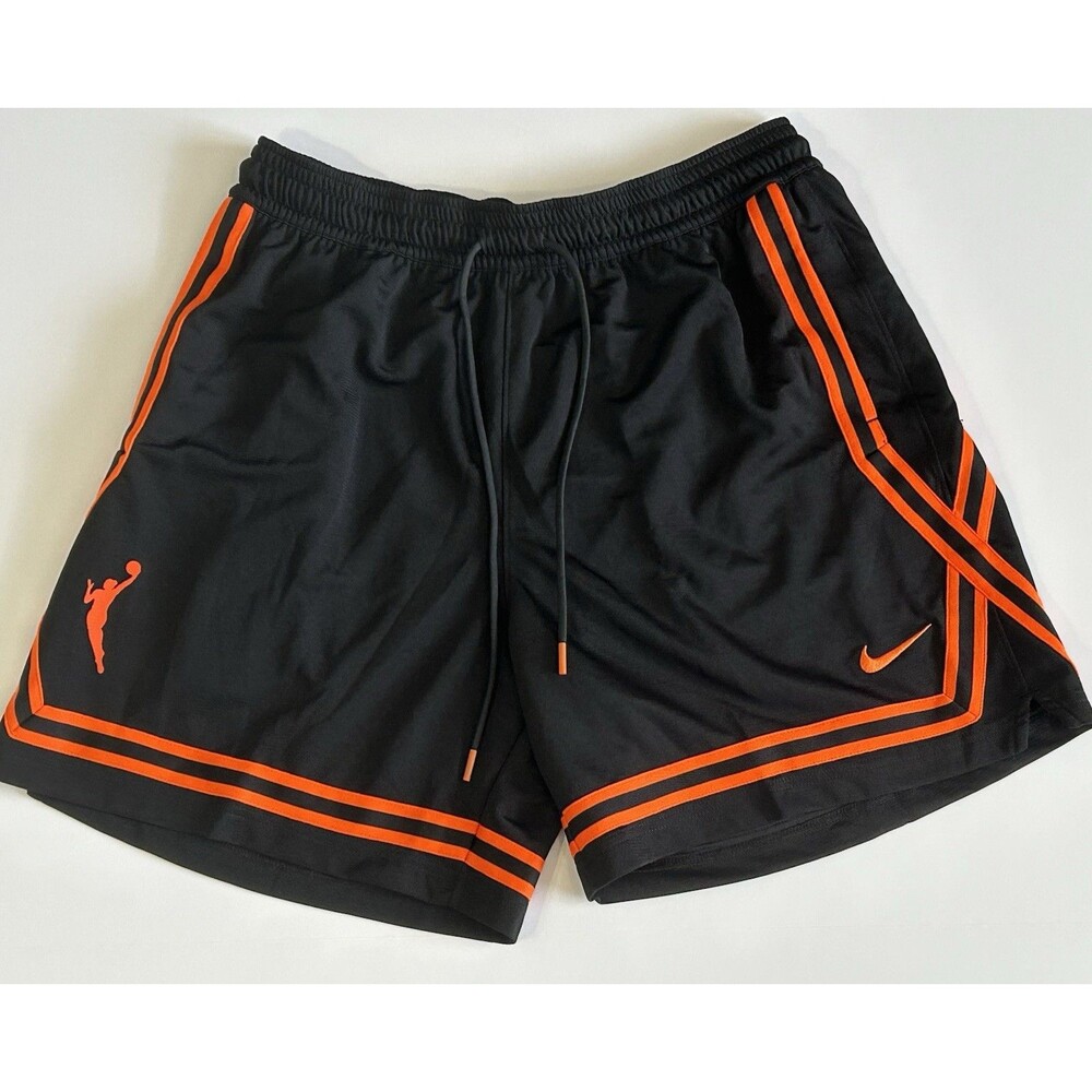 Nike Womens WNBA Shorts Size L Black Orange Loose Fit NWT